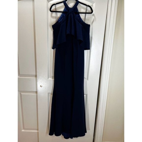 Carmen Marc Valvo Navy Blue Kayla Formal Gown $795 - Picture 7 of 10